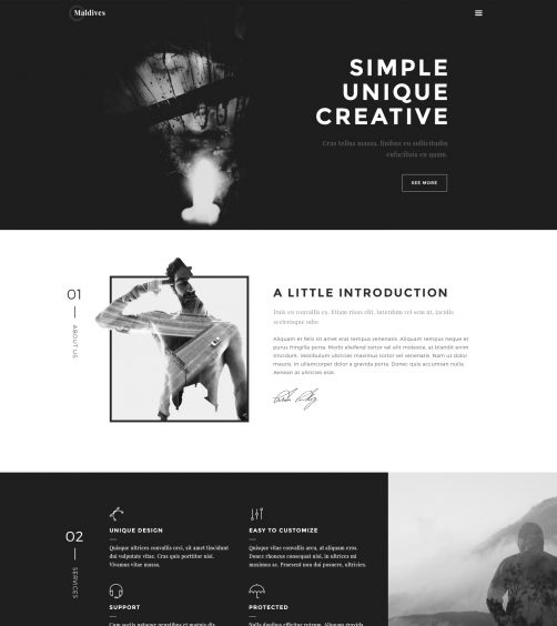one page html template