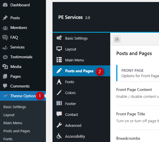 services theme options pages