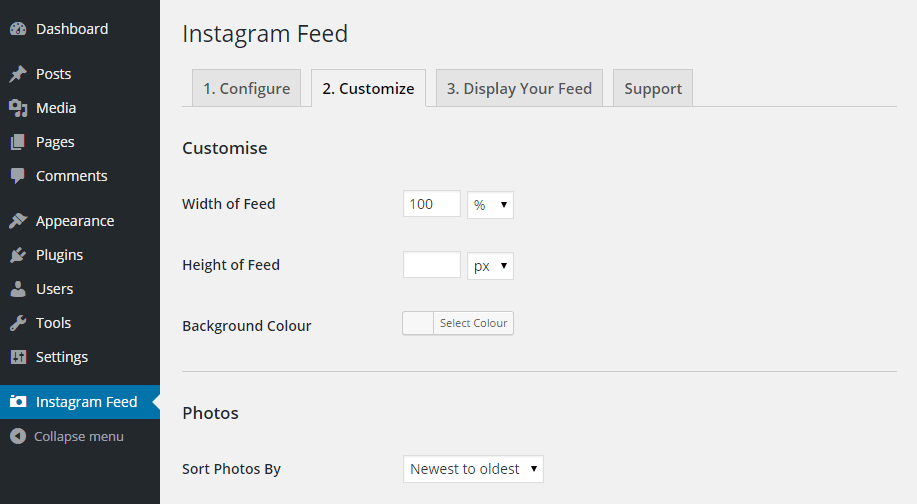 instagram feed customize
