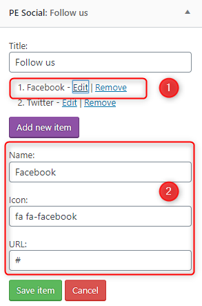  How to modify social icons links in the WordPress theme?