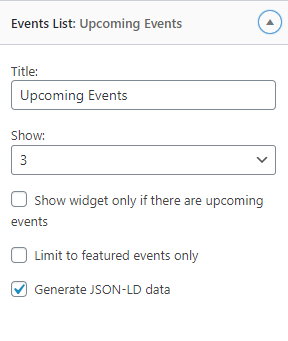 events widget list wordpress