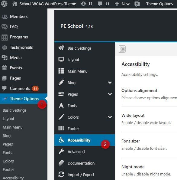 accessibility options wordpress theme