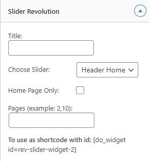 few options in the widget configuration wordpress rev slider