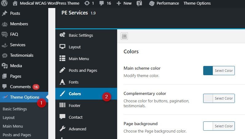 theme options colors services wordpress theme