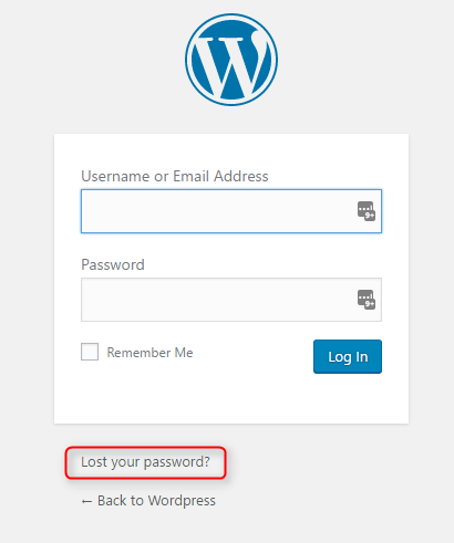 Recover password in WordPress by e-mail
