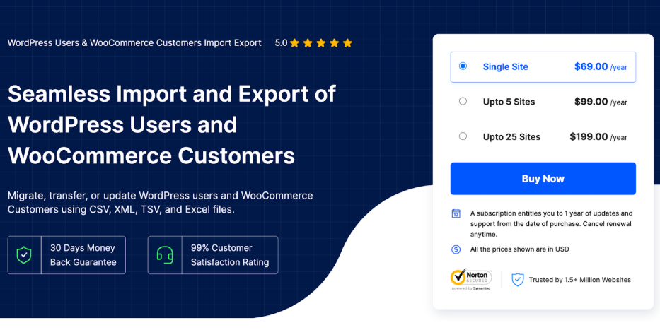 WordPress users and WooCommerce customers import export plugin