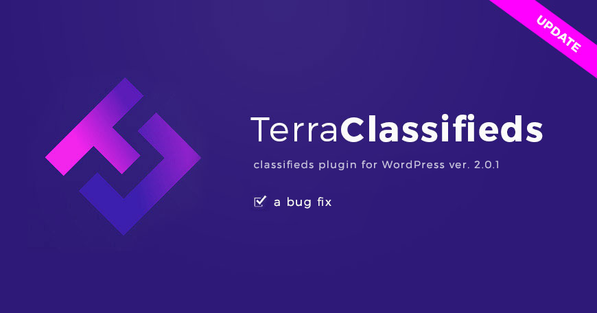 Update TerraClassifieds to version 2.0.1 to fix a bug discovered recently.